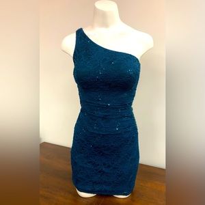 JUMP APPAREL ONE SHOULDER BODYCON COCKTAIL MINI DRESS IN SIZE 1-2